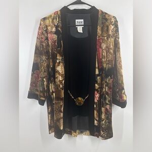 Vintage Paper Tag Tapestry Artsy Boho Oversized Relaxed Velvet Top with Belt 8